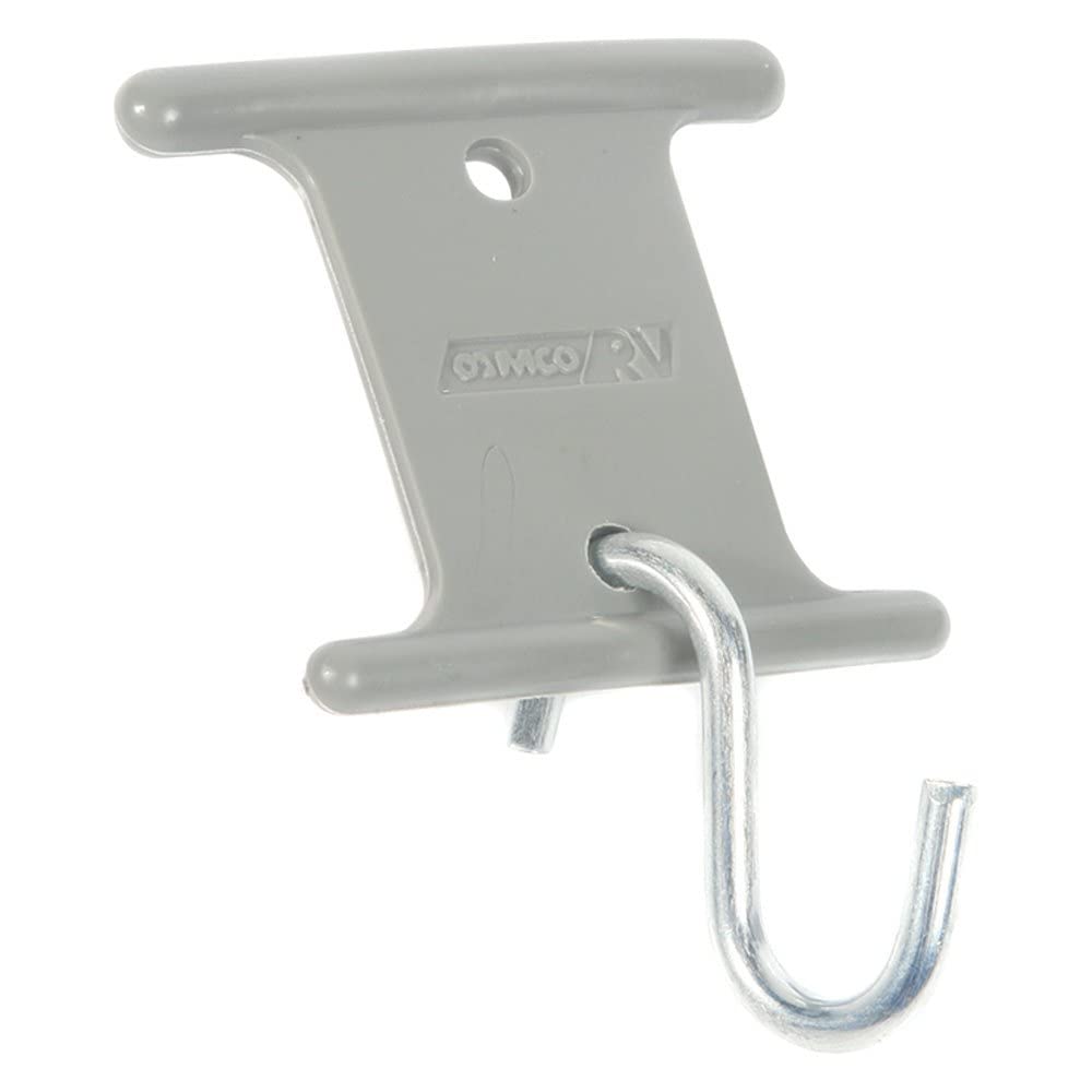 CAMCO 42693 Camco Gray RV Party Light Holder - Easily Slides Into Awning Roller Bar Channel, Each Hanger Supports Up to 15 lbs - 7 Pack (42693)