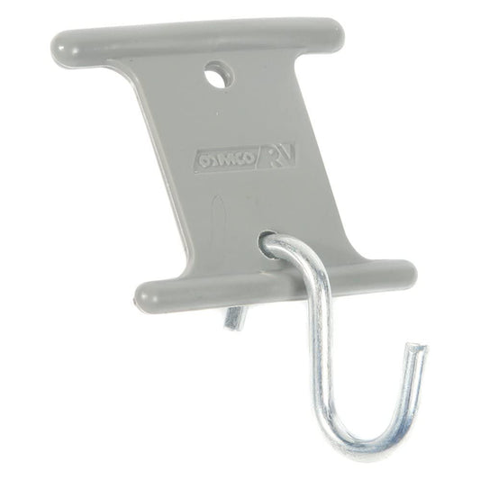 CAMCO 42693 Camco Gray RV Party Light Holder - Easily Slides Into Awning Roller Bar Channel, Each Hanger Supports Up to 15 lbs - 7 Pack (42693)