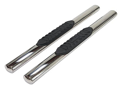 TRAILFX A1558S TrailFX Nerf Bars for Toyota Tundra Crew Max 2022-2025 Polished Stainless Steel 4 Inch Oval Straight Side Steps with Step Pads Welded End Caps Rocker Panel Mount Trailfx A1558S