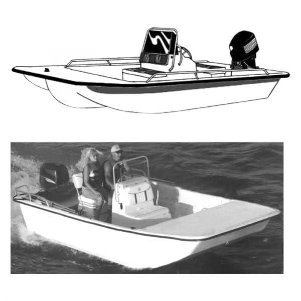 CARVER 71018F-10 Carver 71018F10 18 ft. 6 in. x 94 in. Poly-Flex ll Boat Cover for Bay Fishing Boat with Center Console & Shallow Draft Hull Slate Gray