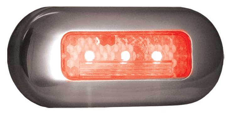 T-H MARINE LED-51824-DP T-H Marine LED Oblong Courtesy Light - 12V Polished 316 Stainless Steel Bezel - Hidden Fasteners Surface Mount - Downward Lens Reduces Glare - Epoxy Sealed - 3 x 1.25 in - Red