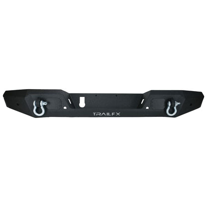 TRAILFX JL013T TrailFX Rear Bumper Fits Jeep Gladiator JT 2020-2025 One-Piece Direct Fit Black Textured Powder Coated Steel With D-Ring Mounts LED Light Cutouts OE Sensor Compatible TrailFX JL013T