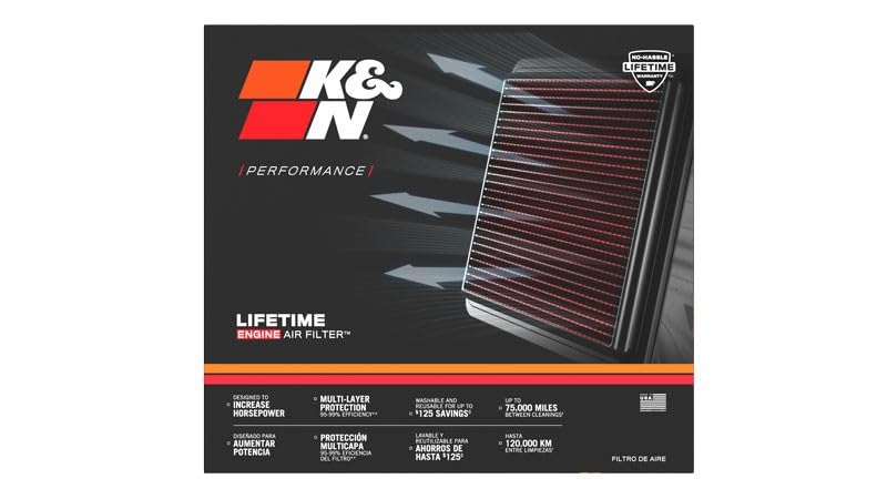 K&N FILTER 33-2305 K&N High-Flow Original Lifetime Engine Air Filter: Washable, 33-2305