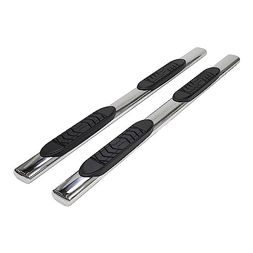 TRAILFX A7100S TrailFX Nerf Bars for Toyota Tundra Double Cab 2022-2025 Polished Stainless Steel 5 Inch Oval Straight Side Steps with Step Pads Welded End Caps Rocker Panel Mount