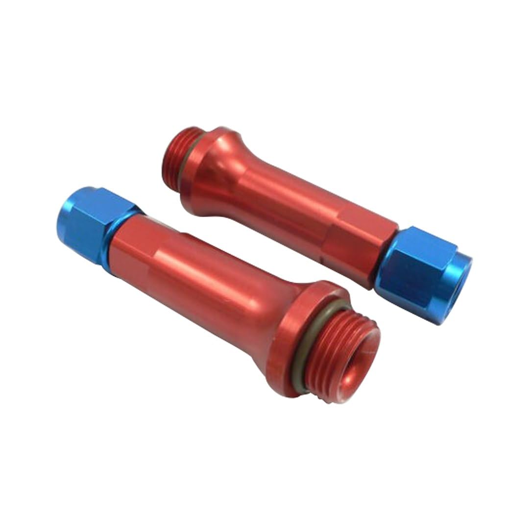 SPEEDFX 574872 SpeedFX Carburetor Fuel Inlet Fitting 574872, For Use With Holley UltraHP Carburetor Inlet Adapter, 6AN, 3/4-16 Thread Size, Anodized, Red/Blue, Aluminum, Set Of 2