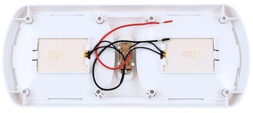 ARCON 20714N Arcon 20714N LED Ceiling Double Light – Euro-Style 12V Soft White Dome Fixture with White Lens, 11.56 x 4.95 Inch, 3-Position Switch, Compact Interior Lighting for RV, Camper, Trailer