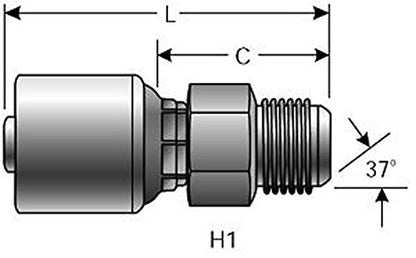 Gates G25165-1620 MegaCrimp Couplings, Male JIC 37 Flare, Zinc