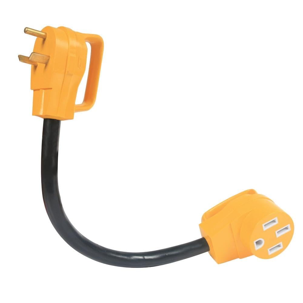 CAMCO 55185 Camco PowerGrip Camper/RV Dogbone Electrical Adapter | Features 30-Amp Male (NEMA TT-30P) and 50-Amp Female (NEMA 14-50R) Ends | Rated for 125V/3750W (55185)