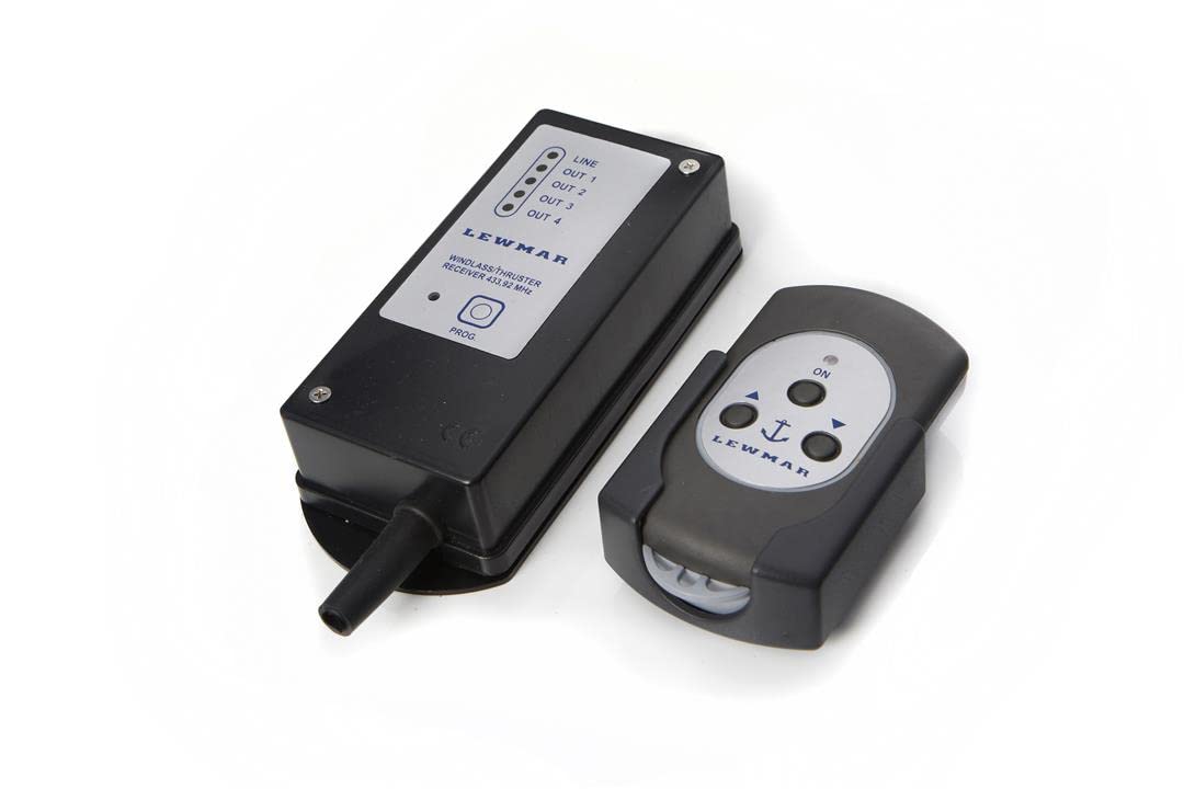 LEWMAR 68000967 Lewmar 3-Button Windlass Wireless Remote Kit – High-strength, glass-reinforced construction and high-density rubber gasket; includdes 3 meter connecting cable, watertight deck fitting, support bracket