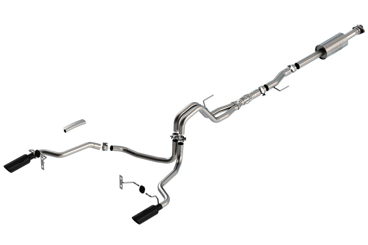 BORLA 140867BC Borla F-150 2021 5.0L 4dr CC SB EC STB Lariat/KR/Platinm/LTD 3/2.25 SRE Cat-Back ATAK Black CHR Tips - 140867BC