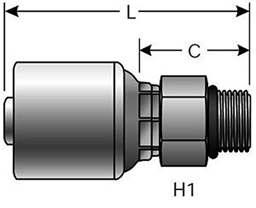 Gates G25120-1008 MegaCrimp Couplings, Male O-Ring Boss, Zinc