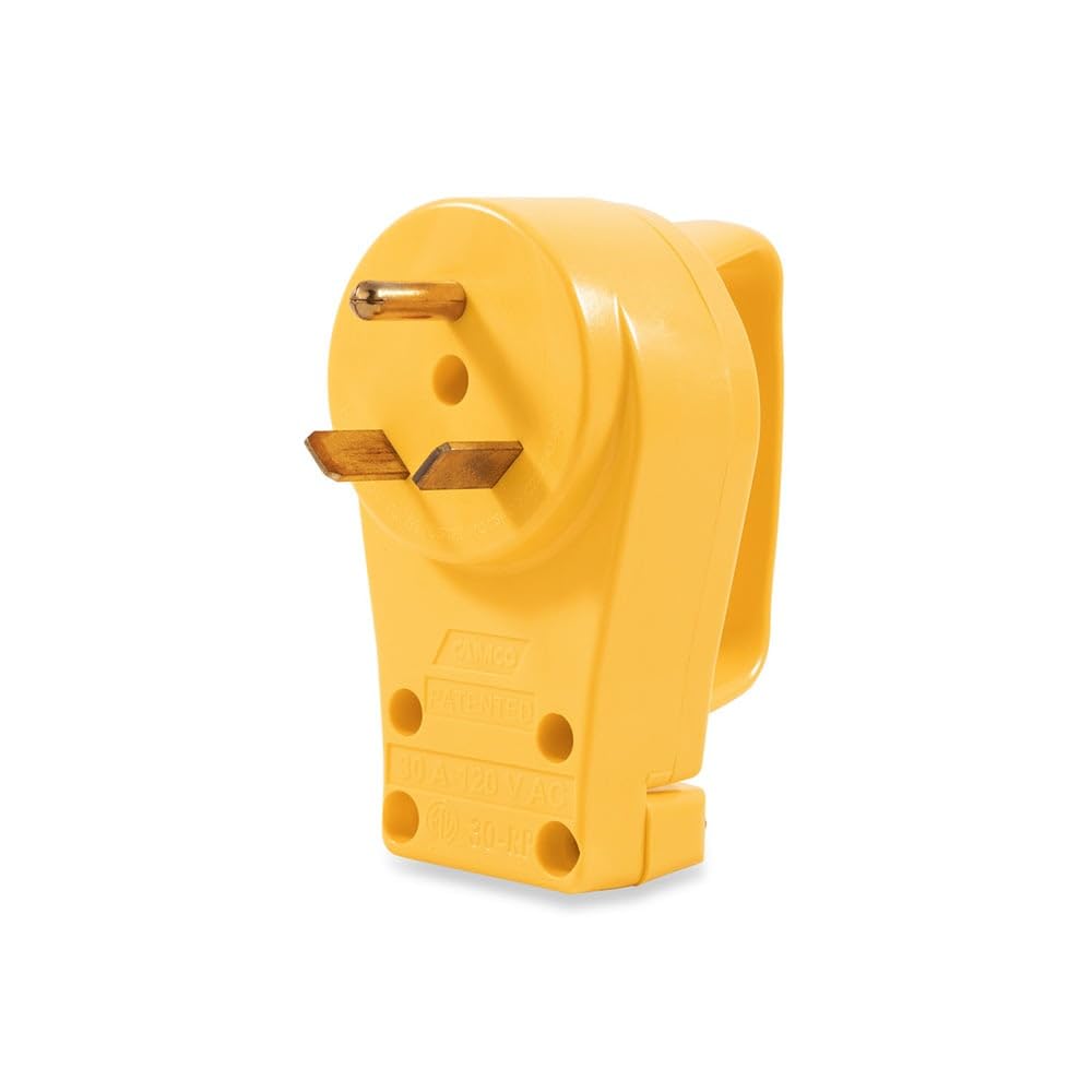 CAMCO 55245 Camco 55245 30A Plug with PowerGrip - Clamshell, Yellow|Yellow