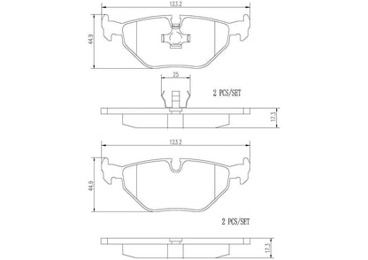 BREMBO P06011N Brembo P06011N Premium Ceramic Rear Disc Brake Pad Set BMW/WIESMANN OE# 34211158266
