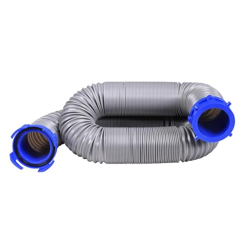 DURAFLEX 22195 Duraflex Gator Sewer Hose 15 Foot Extended 3 Inch Diameter 21 Mil Wire Reinforced Polypropylene Twist-Lock Fittings Gray for RV Waste Disposal