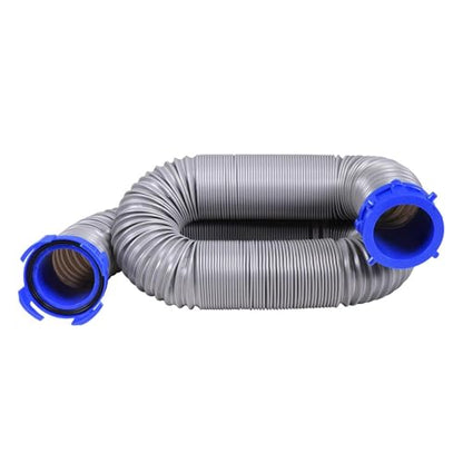 DURAFLEX 22195 Duraflex Gator Sewer Hose 15 Foot Extended 3 Inch Diameter 21 Mil Wire Reinforced Polypropylene Twist-Lock Fittings Gray for RV Waste Disposal