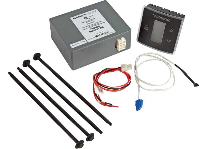 DOMETIC 3316230.714 Dometic LCD Thermostat Black KIT | Single Zone 12V DC Wall Thermostat for Cool/Furnace Control with LCD Display - Black, 230 Volts, 2.5 Pounds