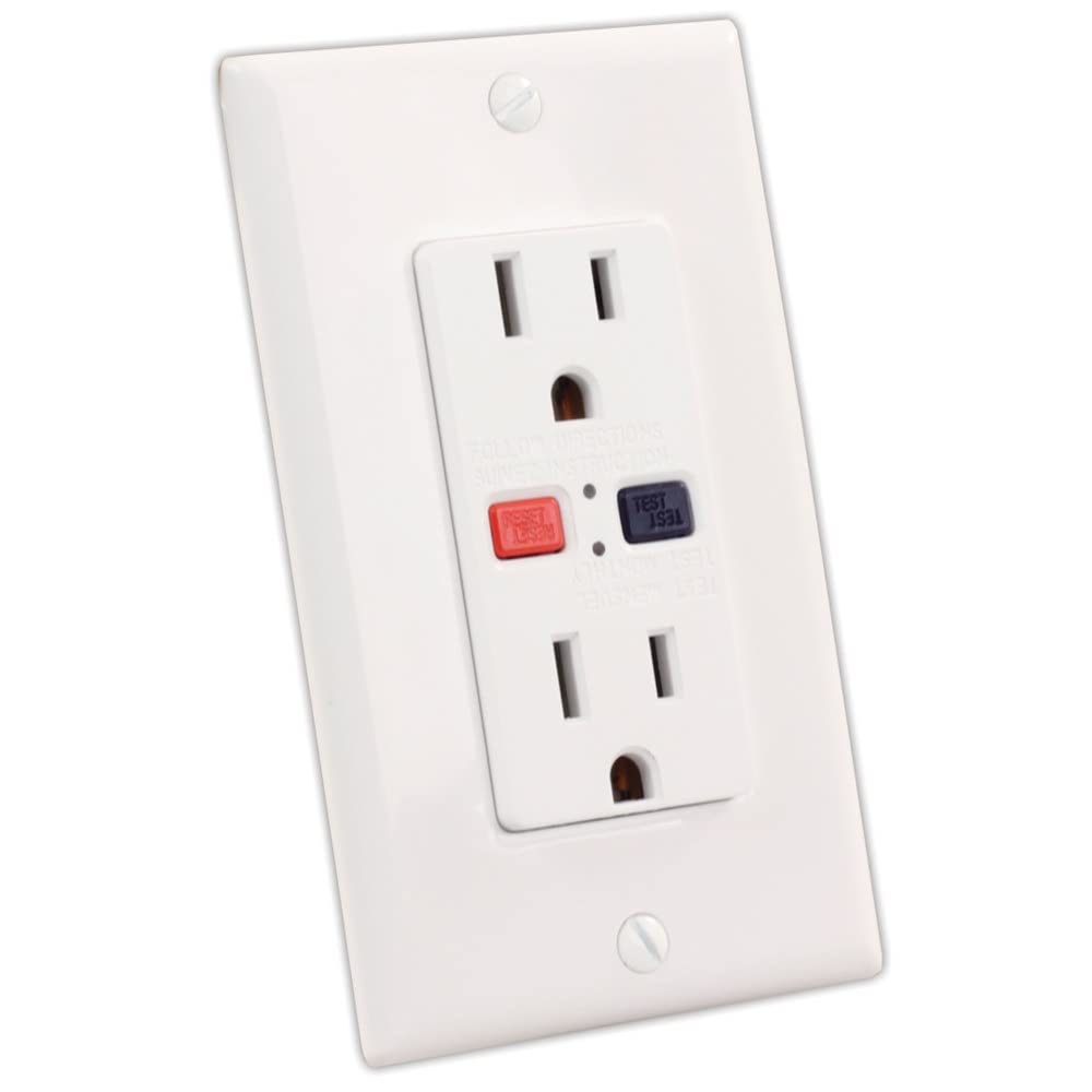 JR PRODUCTS 15005 JR Products 15005 White 120V/15 Amp GFCI Electrical Outlet