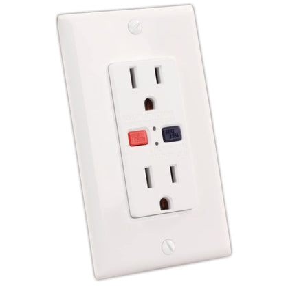 JR PRODUCTS 15005 JR Products 15005 White 120V/15 Amp GFCI Electrical Outlet