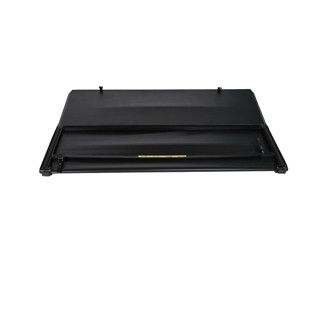 TRAILFX TFX5009 TrailFX Tonneau Cover Fits 2016 2023 Toyota Tacoma TrailFX TFX5009 Soft Tri Fold Black Vinyl Aluminum Rails Lockable Tailgate Handle
