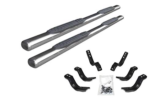 GO RHINO 104403580PS Go Rhino 4" Oval 1000 Series Sidesteps & Brackets | Stainless Steel, Polished | 104403580PS | Fits 2015-2024 Chevrolet Colorado & GMC Canyon Crew Cab Pickup