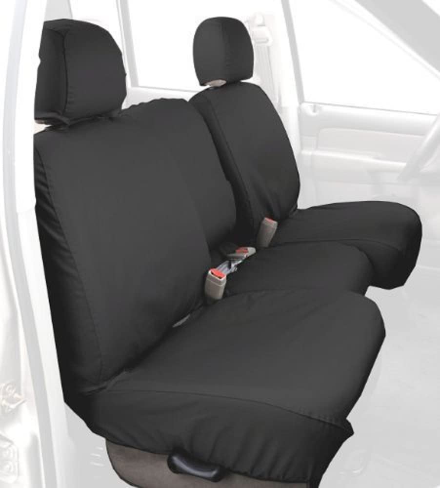 COVERCRAFT SS8369PCCH Covercraft Custom-Fit Rear- Third Seat Bench SeatSaver Seat Covers - Polycotton Fabric, Charcoal Black