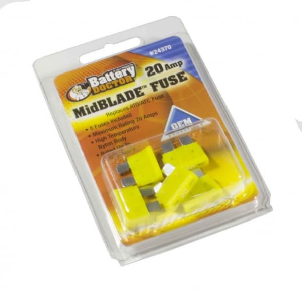 WIRTHCO 24370 WirthCo 24370 Battery Doctor 20 Amp MidBlade Fuse, 5 Pack