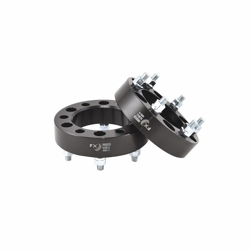 TRAILFX W655002N TrailFX Wheel Spacer W655002N, 6 x 5.50 Inch Bolt Pattern, 1.25 Inch Thickness, 78.10 Millimeter Hub Size, Black, Aluminum, Set of 2, 12 Open End Conical Seat Lug Nuts