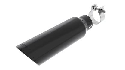 BORLA 20162 BORLA 20162 Universal Performance Exhaust Tip 2.75" Single Inlet / 4" Round Angle-Cut Single Outlet 14" Long Black Chrome On T-304 Stainless Steel Clamp On Design Clamp Included