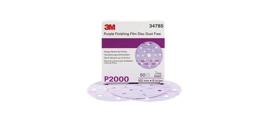 3M 34785 3M Hookit Coated A/O Aluminum Oxide AO Purple Hook & Loop Disc - Film Backing - P1000 Grit -Fine - 6 in Diameter - 34782 [PRICE is per BOX]