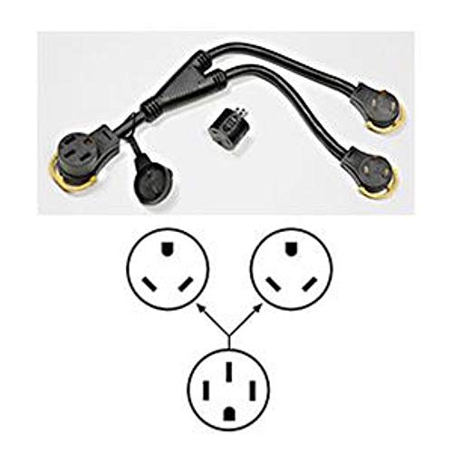 Arcon 17341 Arcon 17341 Multi-Max Generator Y-Adapter Cord 50 Amp 14-50P Male to Dual 30 Amp L5-30R Twist Lock Female, 17 Inch Legs with 30A-to-20A Adapter, Waterproof, Easy-Grip Handles