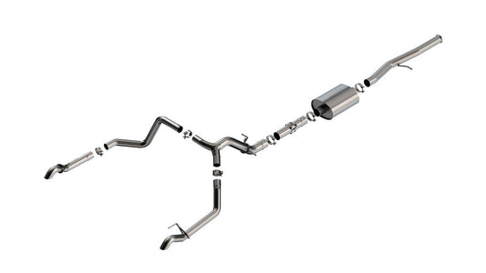 BORLA 140915 BORLA 140915 Cat-Back System for 2022-2023 Chevrolet Silverado 1500 ZR2/ GMC Sierra 1500 AT4X 6.2L V8 Automatic Transmission 4WD Crew Cab With Short Bed (5' 9") 147.4" Wheelbase. Turn Down Tail Pipes.