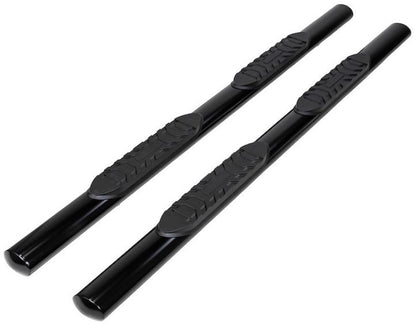 TRAILFX A1548B TrailFX Nerf Bars for Double Cab Chevrolet Silverado 1500 2020-2021 Black Powder Coated Steel 4 Inch Oval Straight Side Steps with Step Pads Welded End Caps Rocker Panel Mount Pair Running Boards