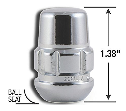 GORILLA 38431XL Gorilla Automotive Products 38431XL Chrome Wheel Lock, Set of 4 (Seat 12mm x 1.50 Thread Size)