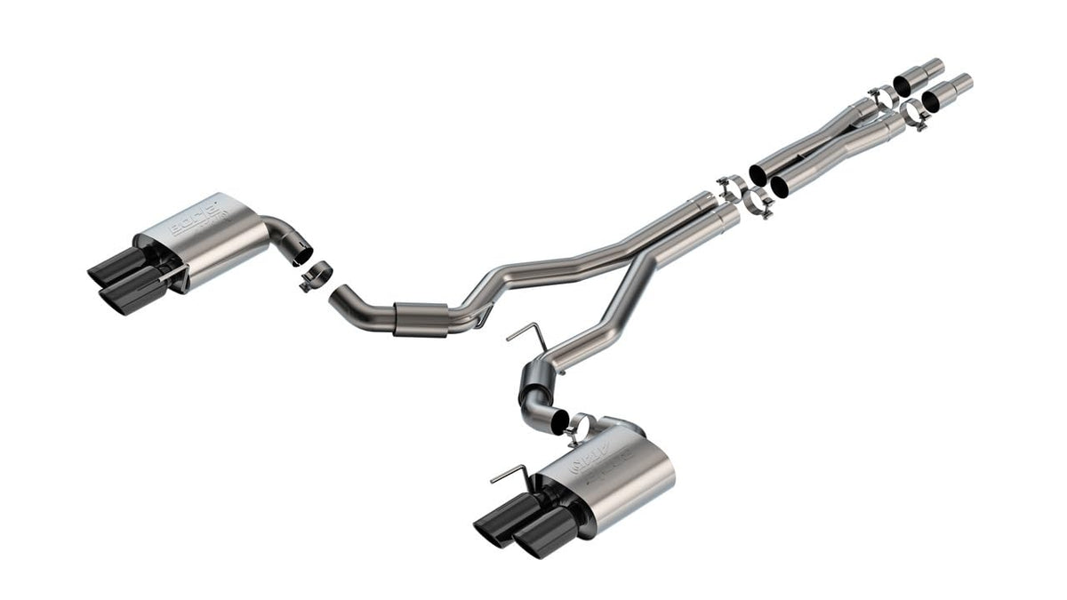 BORLA 140970BC Borla 2024 Ford Mustang GT 5.0L V8 3 in ATAK Catback Non-Active Exhaust- Black Chrome Quad Tip
