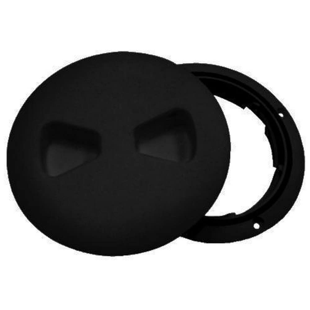T-H MARINE DPSLP-6-1-DP T-H Marine Screw Out Deck Plate | Low Profile Quick Access Twist Out Boat Hatch Plate Cover | Watertight Lid with Hidden Fasteners - Black, 6"
