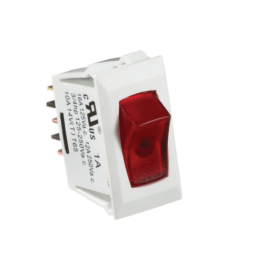 RV DESIGNER S241 RV Designer S241-10A White w/Red DC Rocker Switch Illuminated On/Off