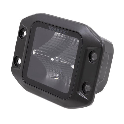 TRAILFX 2X2FMBKF2 Trailfx Driving/Fog Light 2X2FMBKF2, LED Bulb, 4 Clear LED 10 Watt Bulbs, 3 Inch Square, 90 Degree Flood Beam, Clear Lens, Bracket Mount, 9600 Raw Lumens/ 6640 Effective Lumens, Set Of 2