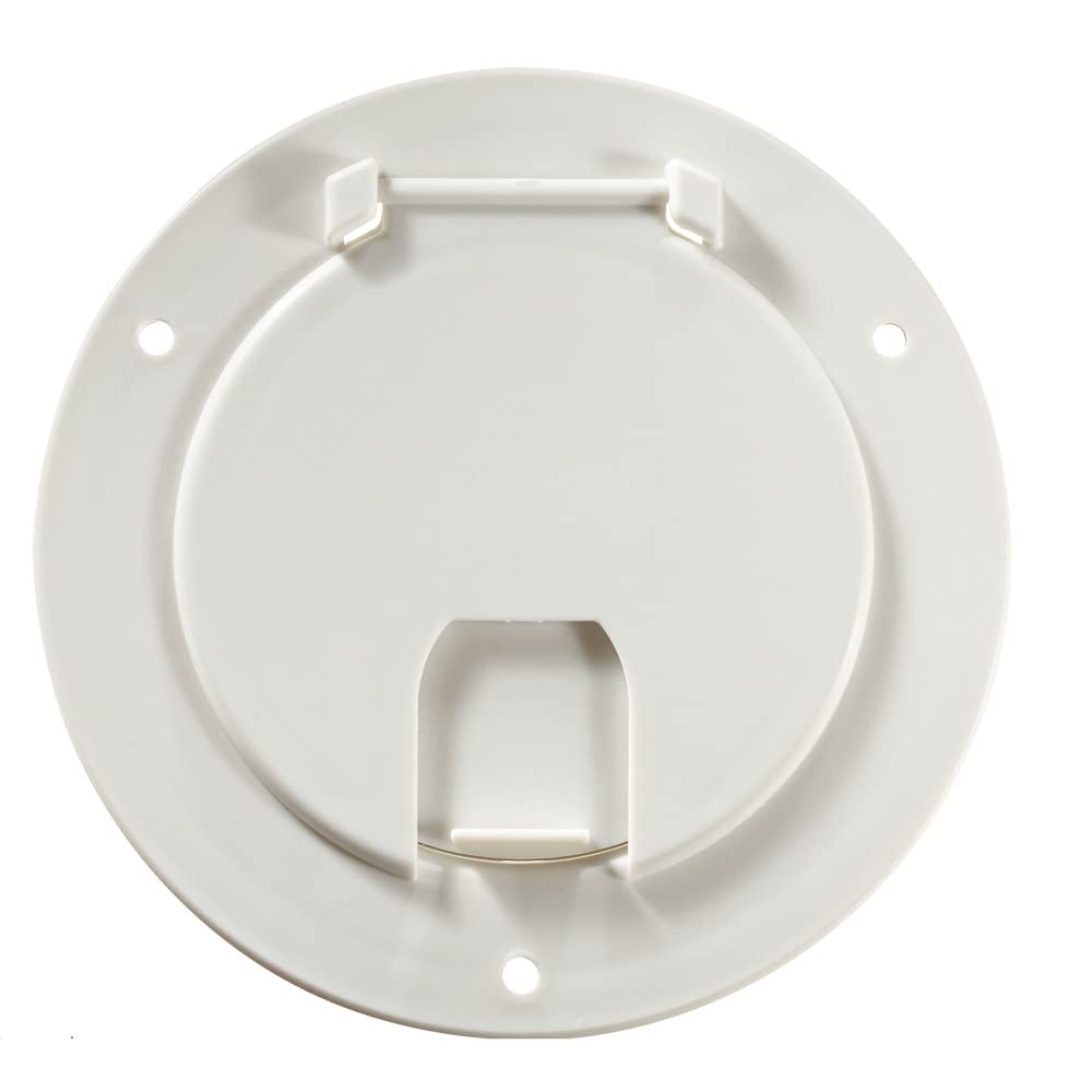RV DESIGNER B110 RV Designer B110, Round Electrical Cable Hatch, Deluxe, Replaceable Lid, 5.2 inch Diameter, Polar White