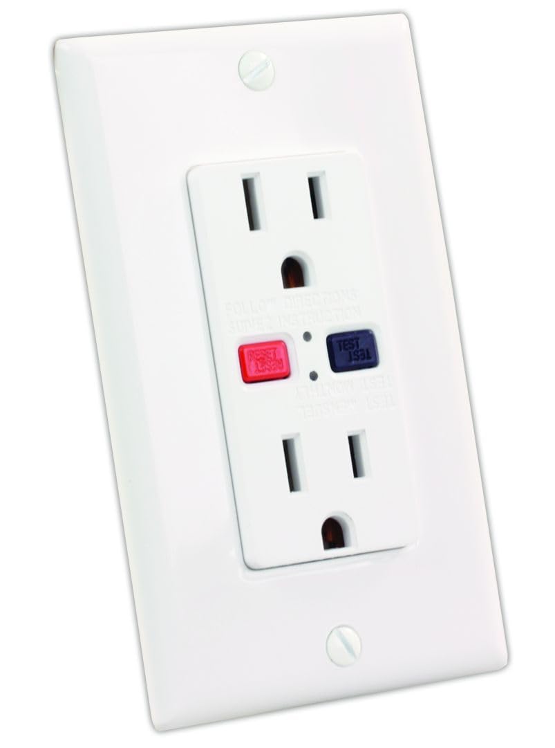 JR PRODUCTS 15005 JR Products 15005 White 120V/15 Amp GFCI Electrical Outlet