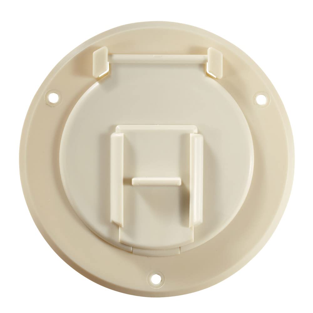 RV DESIGNER B122 RV Designer B122, Round Electrical Cable Hatch, Basic, Replaceable Lid, 4.3 inch Diameter, Colonial White