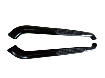 TRAILFX A0057B TrailFX Nerf Bars for Chevrolet Silverado 1500 Crew Cab 2020-2021 Black Powder Coated Steel 3 Inch Round Bent Side Steps with Slip-Resistant Molded Step Pads Frame Body Mount Set of 2 Running Boards