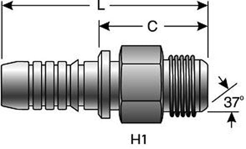 Gates G20165-0606 GlobalSpiral Series Couplings, Male JIC, 37
