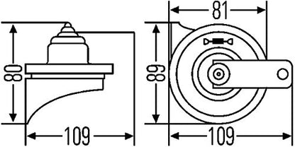 Hella 007424001 Red Trumpet Low-Tone Horn with Bracket, 12 V