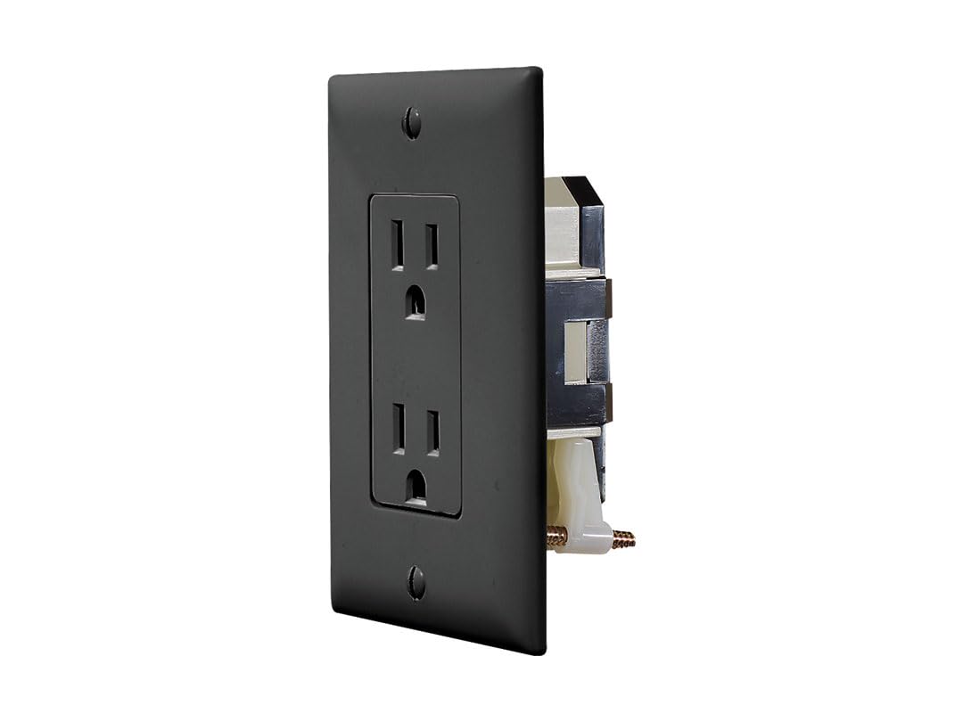 RV DESIGNER S817 RV Designer S817 - Self-Contained Dual AC Outlet with Cover Plate, Black