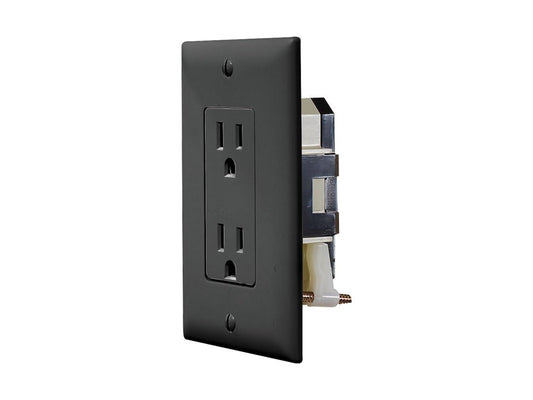 RV DESIGNER S817 RV Designer S817 - Self-Contained Dual AC Outlet with Cover Plate, Black