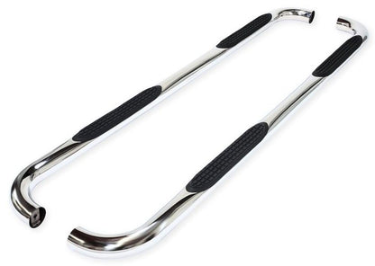TRAILFX A0063S Nerf Bars Fits Jeep Gladiator JT 2020-2025 Polished Stainless Steel 3-Inch Round Bent Rocker Panel Mounted Side Steps with Slip-Resistant Step Pads Curved Ends TrailFX A0063S
