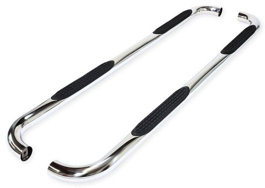 TRAILFX A0063S Nerf Bars Fits Jeep Gladiator JT 2020-2025 Polished Stainless Steel 3-Inch Round Bent Rocker Panel Mounted Side Steps with Slip-Resistant Step Pads Curved Ends TrailFX A0063S