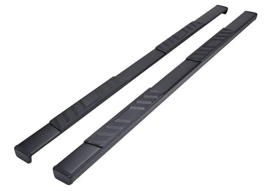 TRAILFX A4018B TrailFX Nerf Bar Side Step Pair with Step Pads 4 Inch Trapezoid Titanium Black Powder-Coated Steel Rocker Panel Mount Straight End Caps Slip-Resistant Surface TrailFX A4018B