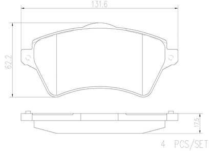BREMBO P44011N Brembo P44011N Premium Ceramic Front Disc Brake Pad Set LAND ROVER OE# LR021899