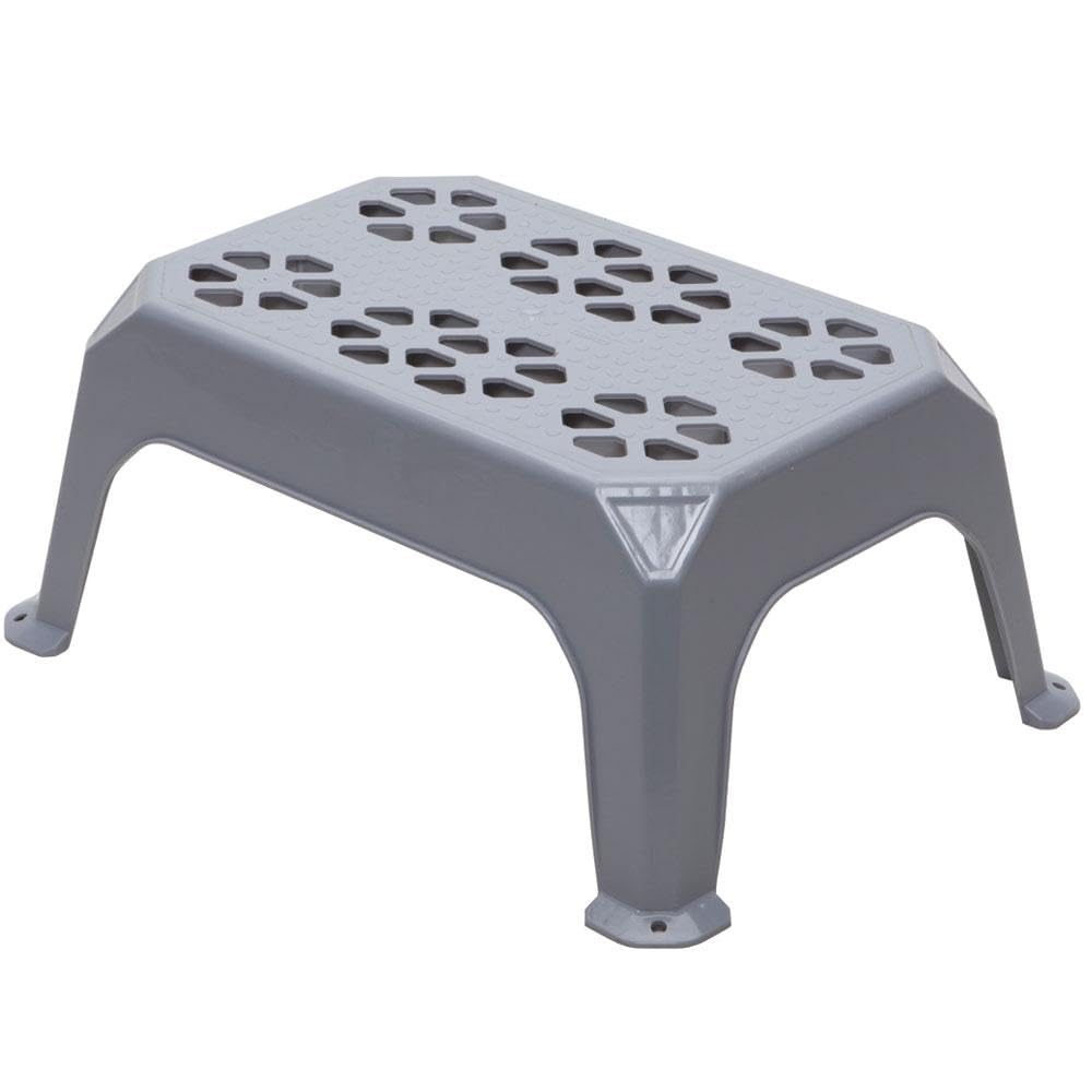 CAMCO 43470 Camco Durable Large Step Stool - Textured Platform Surface to Help Prevent Slipping – Lightweight & Sturdy – Design Excellent for RVs, Trailers, Trucks – 400 lb. Capacity – 23" x 16" x 9 ¼" - Gray (43470)
